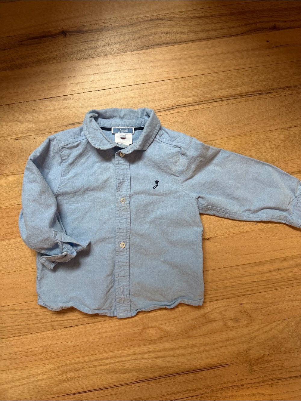 Jacadi Light Blue Button-Down Shirt with Embroidered Logo